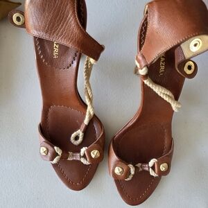 BCBG Brown Leather Sandals with Accents